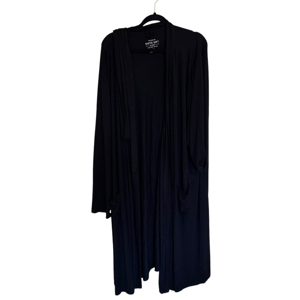 Torrid Super Soft Sleep Long Black Robe Size 5/6